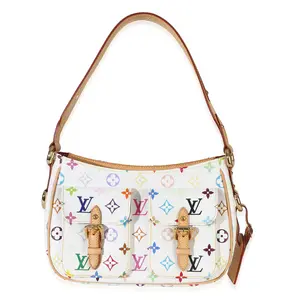Pre-owned Louis Vuitton canvas Shoulder Bags NY155205 White Multicolore Murakami Monogram Lodge Pm