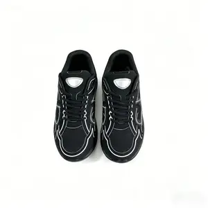 Breathable Mesh Chunky Trainers Lightweight Breathable Running Shoes Shock Absorbing Daily Trainers Streetwear Chunky Sports Shoes Non-Slip All-Black Trainers