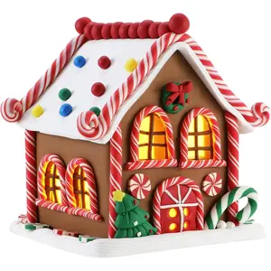 Battery Powered LED Christmas Cottage Gingerbread House Desktop Decoration Home Ornaments Christmas Decoration Style B