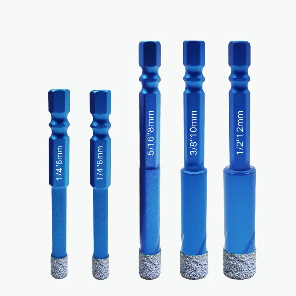 Diamond Drill Bits  ，Tile Drill Bits,Dry for Ceramic,5 Pack Hex Shank Glass Drill Bit(1/4" - 1/2") for Tile, Marble,Porcelain,Ceramic,Stone,Glass Tool Home