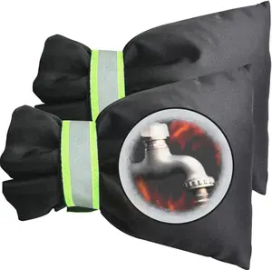 2 Pack Outdoor Faucet Covers for Winter Freeze Protection, 8.3 x 6.7 Inch Reusable Waterproof Hose Bib Cover, Thickened Anti-Freeze Faucet Socks for Outdoor Garden, Black