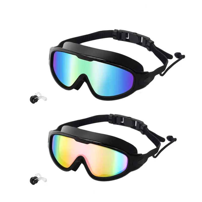 2-Pack Swim Goggles Set - Wide View, Fog-Free, UV Protection, Anti-Fouling, Lightweight, No-Leak Pool Goggles for Adults, Kids (Green + Blue)