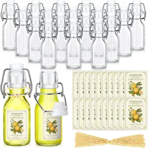 20 Sets 4 oz Limoncello Bottles Swing Top Glass Bottles for Limoncello Homemade Clear Flip Top  with Airtight Cap Lids Labels for Home Brewing Wedding  Shower Party Favors