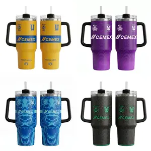 Tigres UANL Insulated Tumbler 30oz 40oz – Tigres UANL CEMEX Jersey Style Travel Mug with Handle & Straw, Yellow Purple Soccer Fan Cup