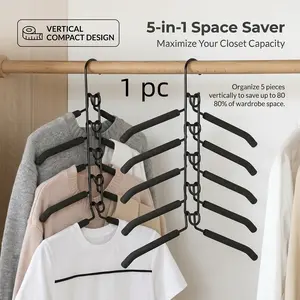 5-Tier Detachable Non-Slip Metal Clothes Hanger, Space-Saving Vertical Wardrobe Organizer, Ideal for Shirts, Sweaters, Suits, Dorm Storage