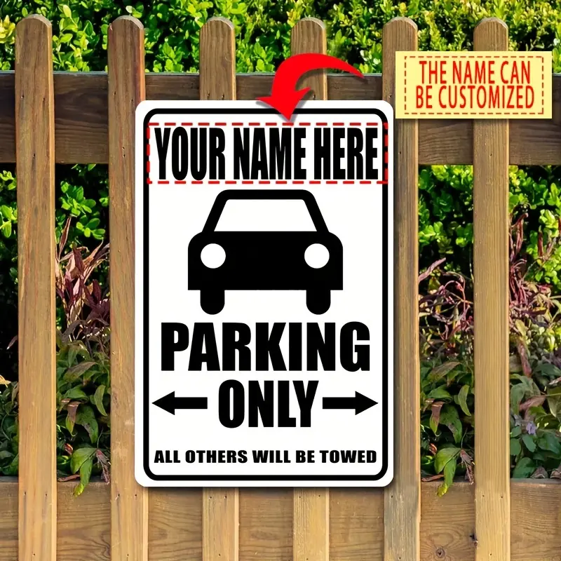 1 count Custom Name Text Metal Sign Simple And Personalized Wall Decoration With Reserved Parking Sign Aluminum Sign 8x12 Inch