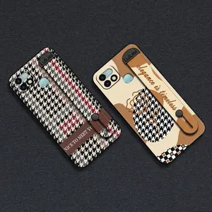 Phone Holder Kickstand Phone Case For infinix X659B/HOT 10i Wristband protective Plain color geometry commerce Fashion Design Anti-dust Anti-knock mature Back Cover masculine