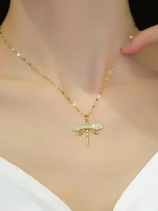 Dragonfly Jewelry with Sparkling Rhinestones, Elegant Stainless Steel Design, Ideal Gift for Women, Versatile Accessory for Any Season