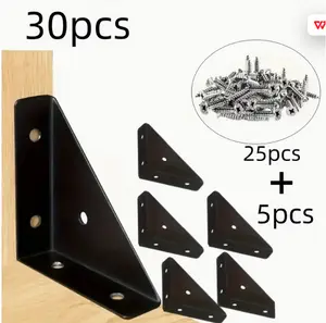 Corner Brace Brackets, 4Pcs 66mm x 66mm Corner Braces for Wood, Metal Corner Brackets, Triangle Shelf Bracket, Black Angle Bracket, Corner Desk Connector for Bed, Table, Cabinet