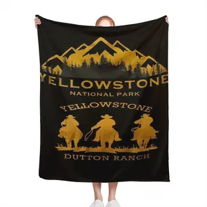 Cozy Yellowstone National Park Blanket - Heavyweight 300GSM Soft Fleece Throw with Yellowstone Logo & Dutton Ranch Design, All-Season Couch Bedspread for RV Camping, Cabin, Home - Perfect TV Show Insp