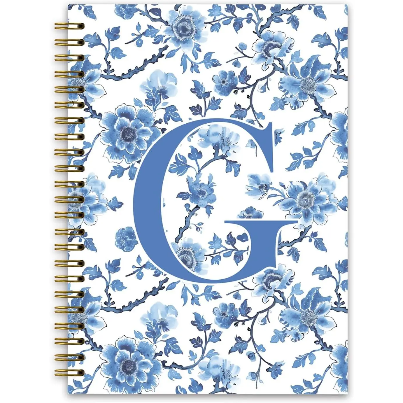 Blue Initial G Custom Notebook Journal, Journal for Teen Girls, Personalized Teen Girl Gifts, Monogrammed Gifts for Women Teen Girls, Custom Journal, College Ruled Spiral Notebook 5.5 x 8.3