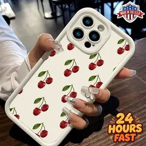 Coquette Cherry TPU iPhone Case, Slim Lightweight Shockproof Smartphone Cellphone Protector Cover for iPhone 17,16,15,14,13,12,11 Pro Max Plus,XS,XR,SE 2025 - Mobile Device Casing Accessory