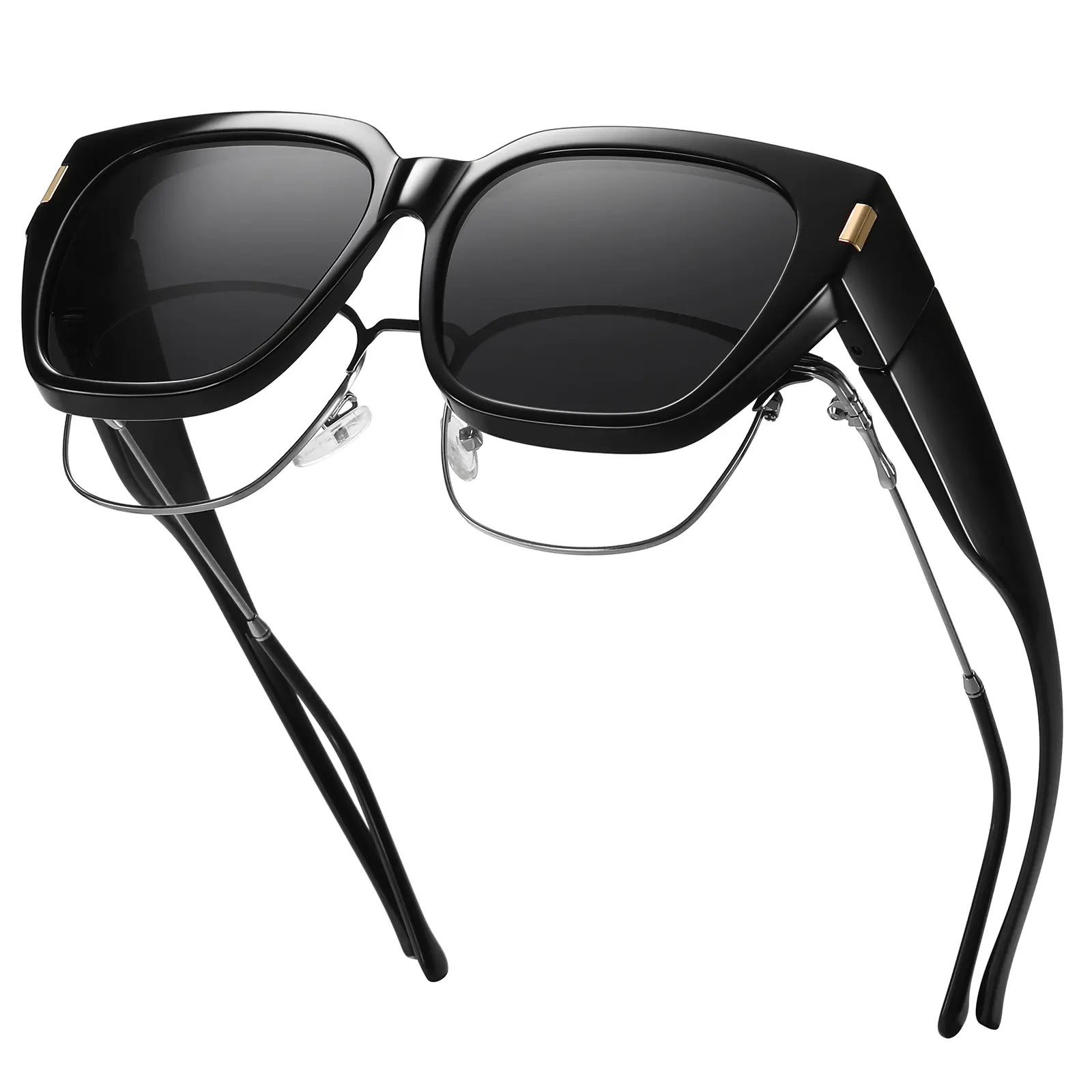Oversized Fit Over Sunglasses for Women Men, Lightweight Durable PC Frame Shades, Square Polarized Lenses with UV400 Anti-Glare Protection, Anti Glare Shades, Casual Style Eyewear, Lightweight Durable Sunglasses, High Quality Sunglasses
