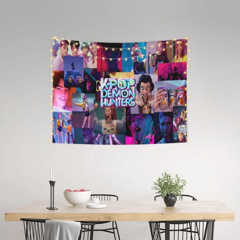 Kpop Demon Hunters Tapestry 40*60INCH Wall Hanging Vibrant Birthday Party Background Banner for Living Room Bedroom Dorm Decoration Perfect Gift