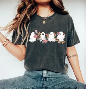 Retro Floral Ghosts Shirt, Cute Halloween Ghosts Shirt, Vintage Ghost Shirt, Ghosts with Flowers Shirt, Spooky Season Shirt, Boujee Ghost Trendy Shirt, Womens Halloween Shirt, Spooky Season Shirt, Spooky Vibes, Trendy Halloween Shirt For Men Women Top Wom