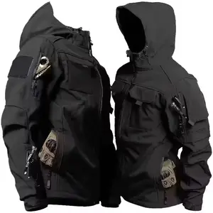 New Autumn WinterTactical Jackets Men Military Soft Shell Waterproof Windproof Hooded Jacket Outdoor Functional Multi-pockets