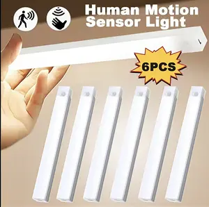 Magnetic cabinet LED light, sensor light strip, USB rechargeable, human body sensing, motion sensing light, ideal choice for stairs, kitchen, bedroom, and closet - modern tube light with long-lasting lithium polymer battery