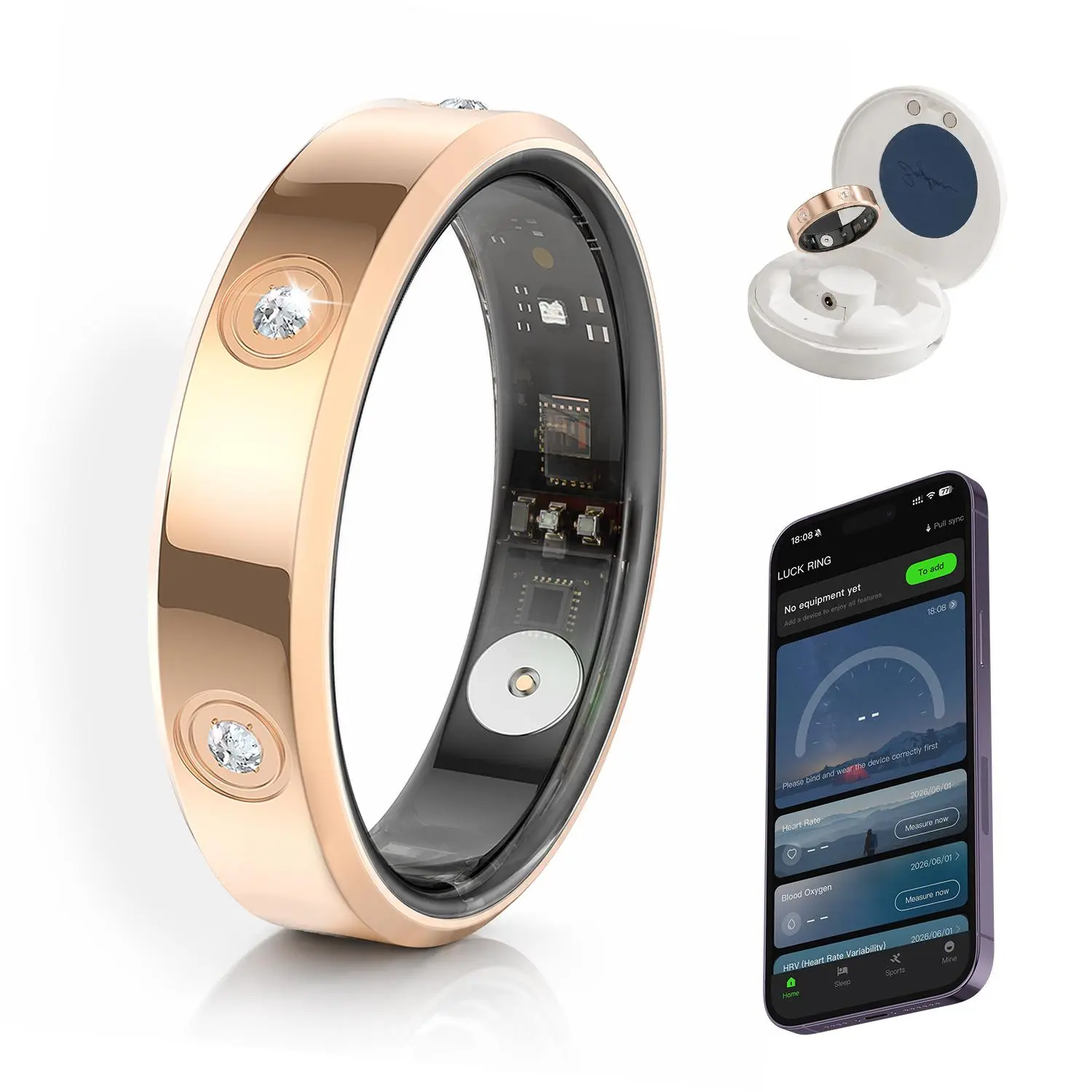 Smart Ring: No Subscription Required | Fitness, Sleep & Health Tracker | IP68 Waterproof, Remote Camera, Wireless Charging | For iOS & Android
