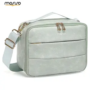 MOSISO Protective Puffy Small Camera Bag for Fujifilm Instax Mini SE/12/11/99/9/EVO/40/90/Link2/Liplay, Soft PU Leather Travel Padded Digital Camera Case with Adjustable Shoulder Strap, Compatible with Canon Sony Kodak Cameras, Antique Green