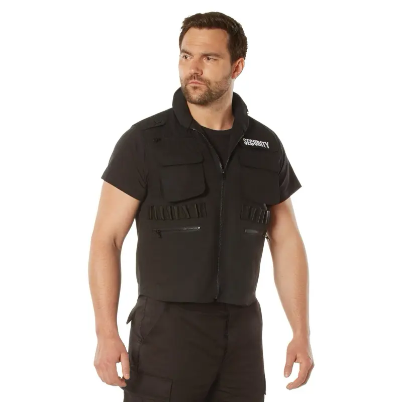 ROTHCO Men's Fitted Cut Security Vest, Tactical Cotton Workwear with 8 Pockets, Zipper Front & Concealed Hood, Menswear, Tactical Vests, Shell, Basic, Plain, 8 Front Pockets, Adult, Check Product Size