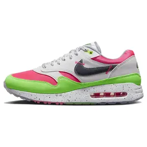 Men's Nike Air Max 1 Golf Watermelon Fabric Cushioned Durable Low-Top Shoes - White, Skepta, Tailwind Golfshoes