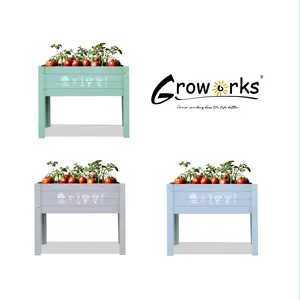 Groworks Raised Garden Bed-Planters for Outdoor Plants - Wood Planter Boxes Outdoor for Kids with Legs and DIY Chalkboard for Vegetables Flower Herb plant stand