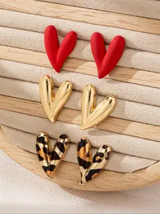 Fashionable Heart & Leopard Print Design Earrings, Heart Shaped Earrings, Statement Earrings, Versatile Earrings, Fashion Jewelry for Party, Daily Clothing Decor, Trendy All-match & Exquisite Jewelry for Birthday Gift