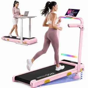 Pink Treadmill for Home Workout – Cute Aesthetic Folding Treadmill with Handle Bar, Perfect for Apartment Cardio & Daily Fitness，Portable 3-in-1 Vibration Walking Pad