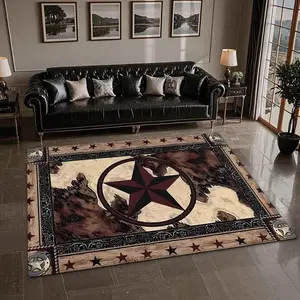 Vintage Star Pattern Floor Mat, Non-slip Soft Floor Carpet, Decorative Area Rug, Boho Graphic Rug, Vintage Printed Rug for Home Living Room Bedroom Hotel Dormitory
