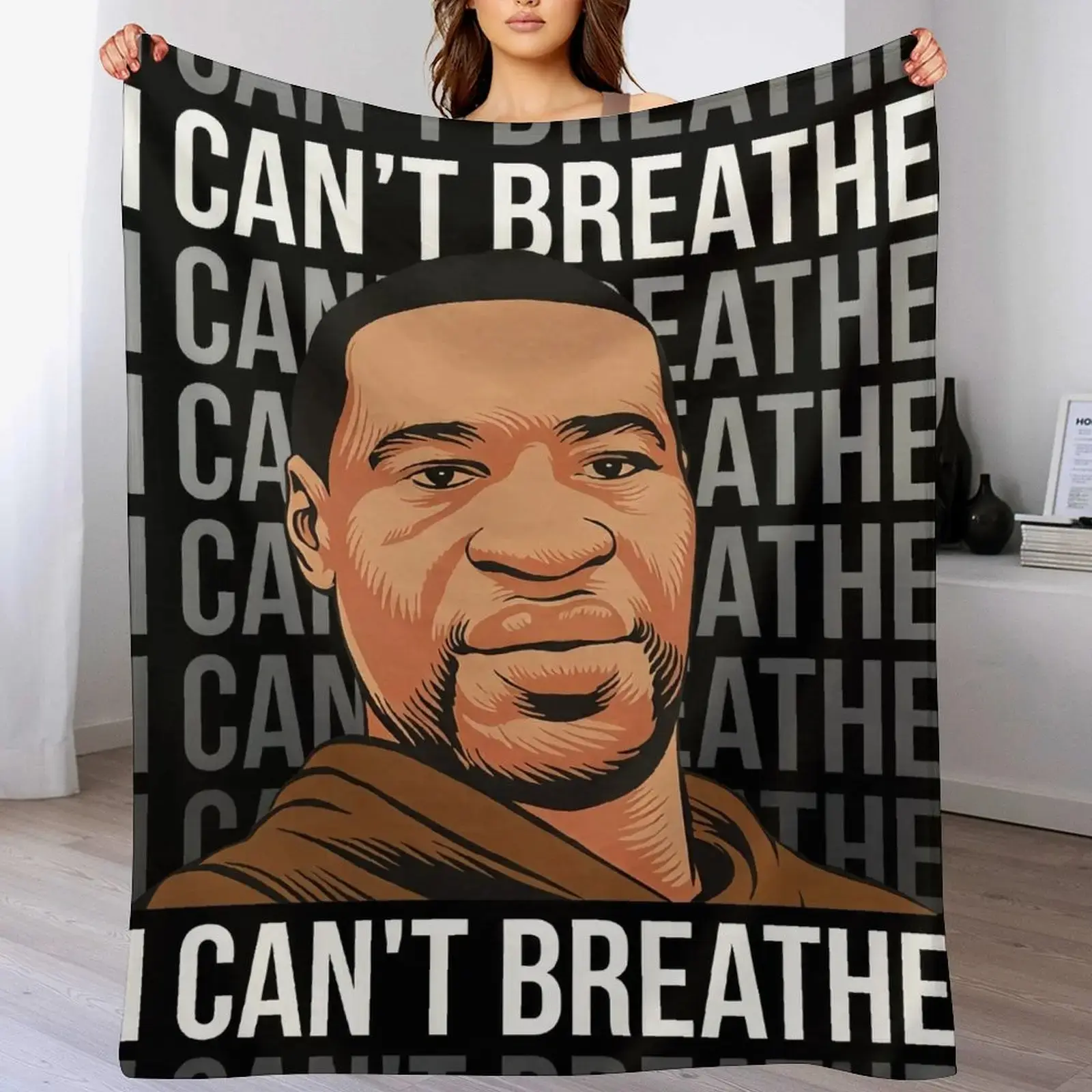 I Can't Breathe Fleece Blanket, Inspirational Statement Blanket , Meaningful Awareness Throw, Powerful Statement Art Throw ,Ultra Soft Flannel Blanket for Sofa Couch Bed, Thoughtful Gift for Friends Family