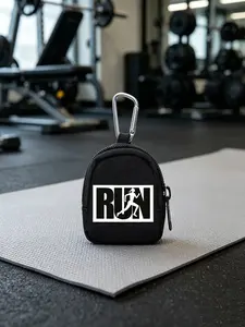 Mini Zip Wallet with Running Silhouette Print, Keychain Included, Durable Design, Perfect Gift, Ideal for Keys, Coins, Earphones