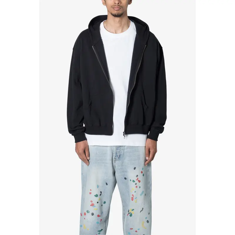 mnml Basic Zip Up Hoodie - Black