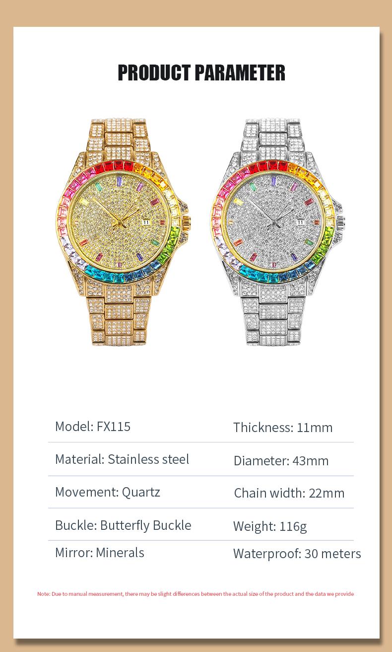 Men's Multifunctional wristwatch Luxury Rhinestone Embellished  QuartzWatch Rainbow Crystal Chronograph  with Gift Box Included Fashion Timeless ClassicWatch Flash Sale -Fashionable