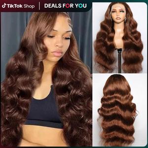 Lemoda Chocolate Brown 13X6 Full Lace Frontal Wig 210% Density Colored Brown Body Wave Wig 13x4 HD Transparent Virgin Human Hair Lace Front Wigs  Transparent Virgin Human Hair Lace Front Wigs DealsforYouDays