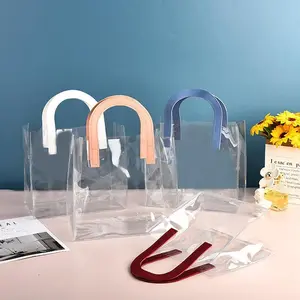 Transparent Summer Tote Transparent Pvc Waterproof Bag Large Capacity Travelling Shopping Bag Fashion Simple Gift Bag 2025