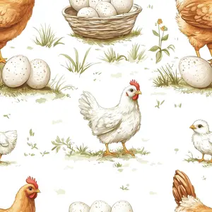 LACHEERY 17.5"x275" Brown White Chicken Peel and Stick Wallpaper Farmhouse Chick Hen Egg Grass Cottage Core Wallpaper Peel and Stick Chicken Contact Paper