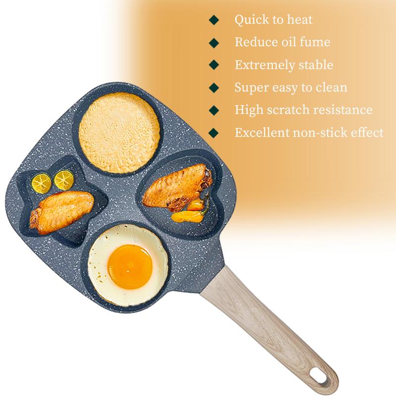 ABKOK Kitchen Cooking Egg Frying Pan, Non Stick 4 Cups Star Heart Shaped Egg Mold Skillet- Pancake Pan for Holiday, All Stoves Available Kitchen Gadgets