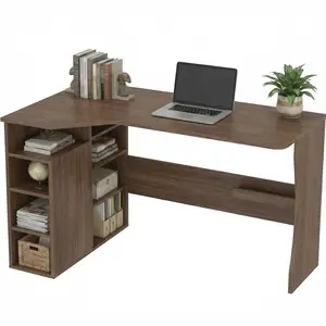 L Shaped Desk with Storage Shelves, Small Corner Desk for Small Spaces, Corner Table with 3 Tier Shelves, Home Office, Writing Study Gaming Desk