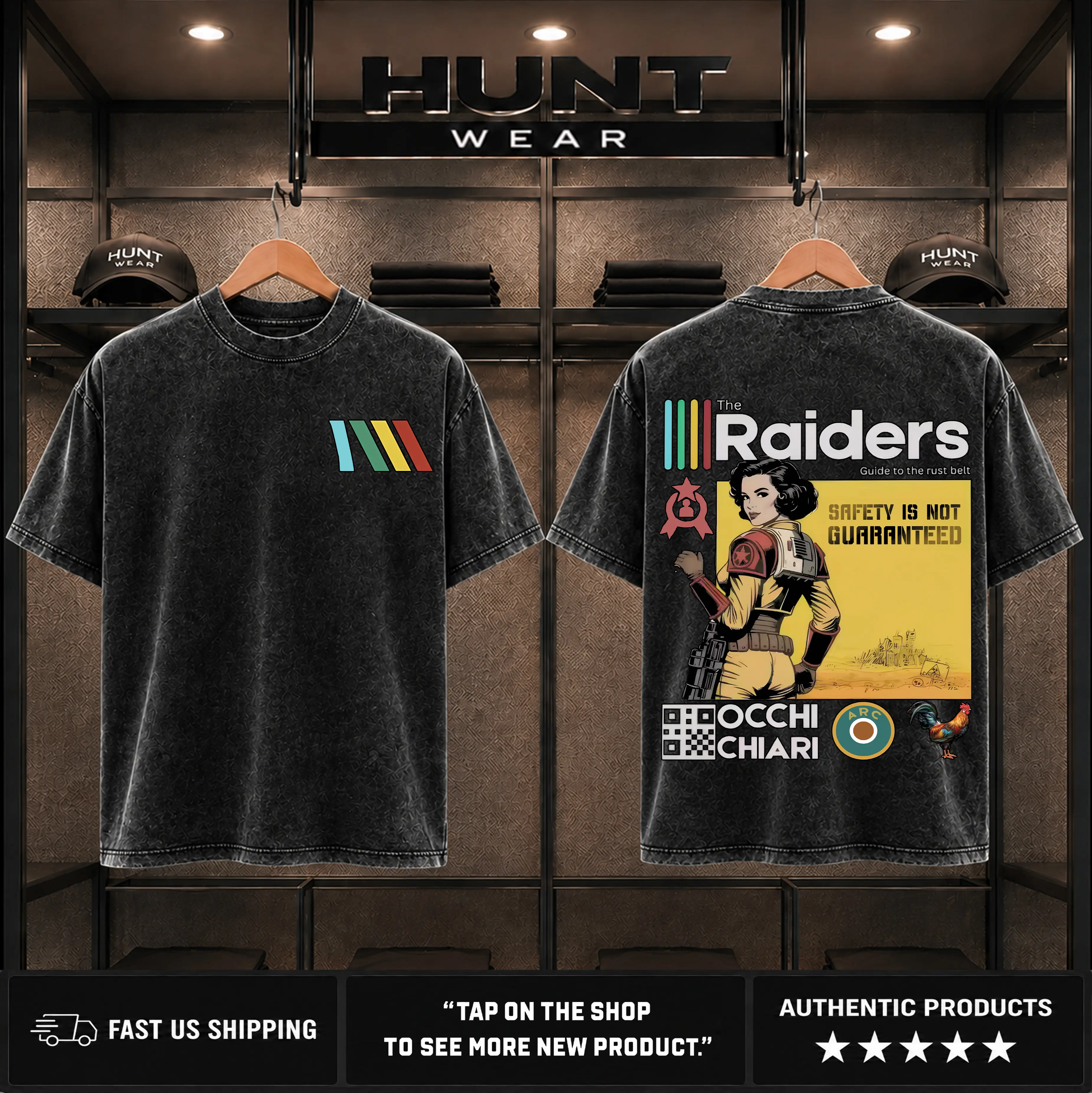 ARC Raiders Fan Art Gamer Extraction Shooter Vintage Washed Oversize Unisex Tee, unisex heavyweight cotton t-shirt washed Casual Menswear