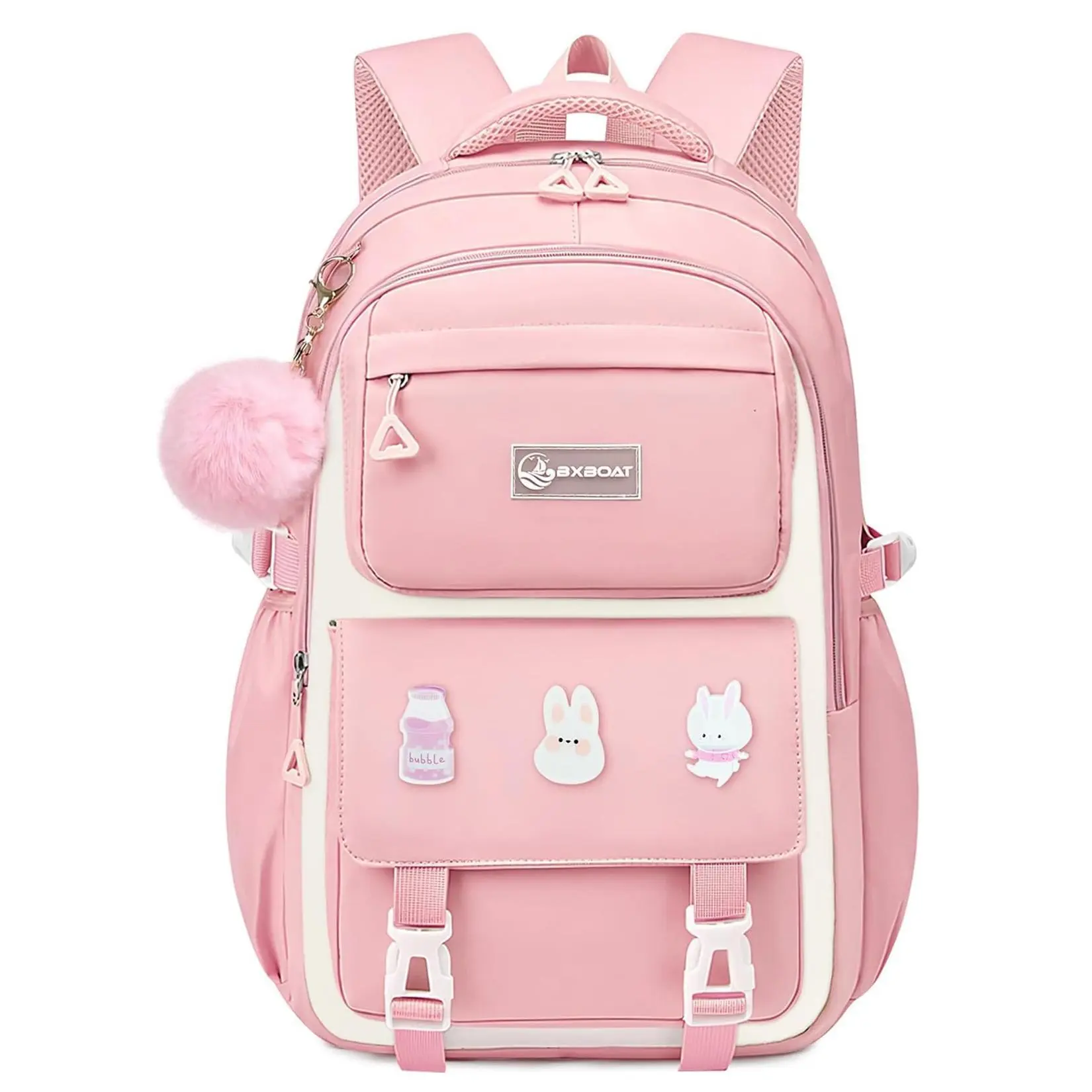 Girls' Cute 18" Waterproof Backpack - Back to School Bookbag for Elementary/Middle Schoolers - Large Capacity, Multifunctional Zipper Travel Bag