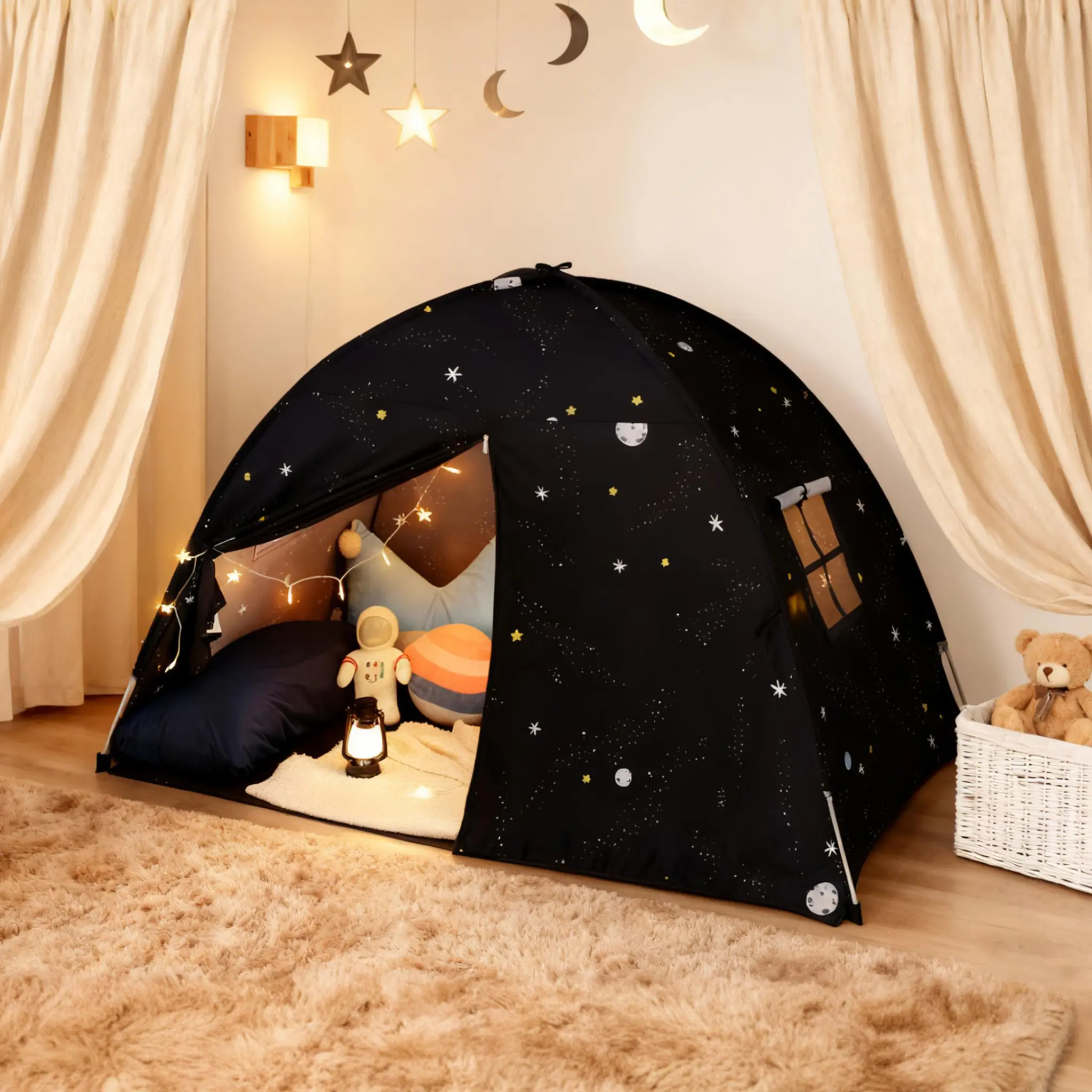 Large Kids Teepee Tent - Indoor Toddler Play Tent & Canopy Bed for Boys & Girls, Ideal Playroom Gift