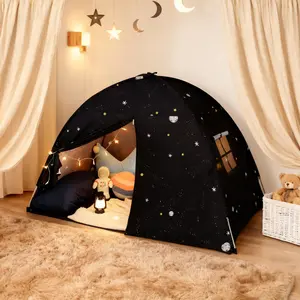 Large Kids Teepee Tent with Star Lights - Indoor Toddler Play Tent & Canopy Bed for Boys & Girls, Ideal Playroom Gift