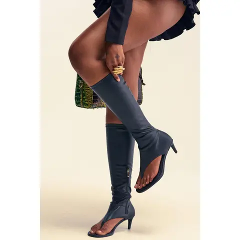 AZALEA WANG CECILE OPEN TOE SANDAL BOOT IN BLACK