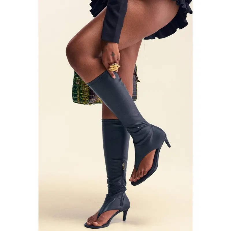 AZALEA WANG CECILE OPEN TOE SANDAL BOOT IN BLACK