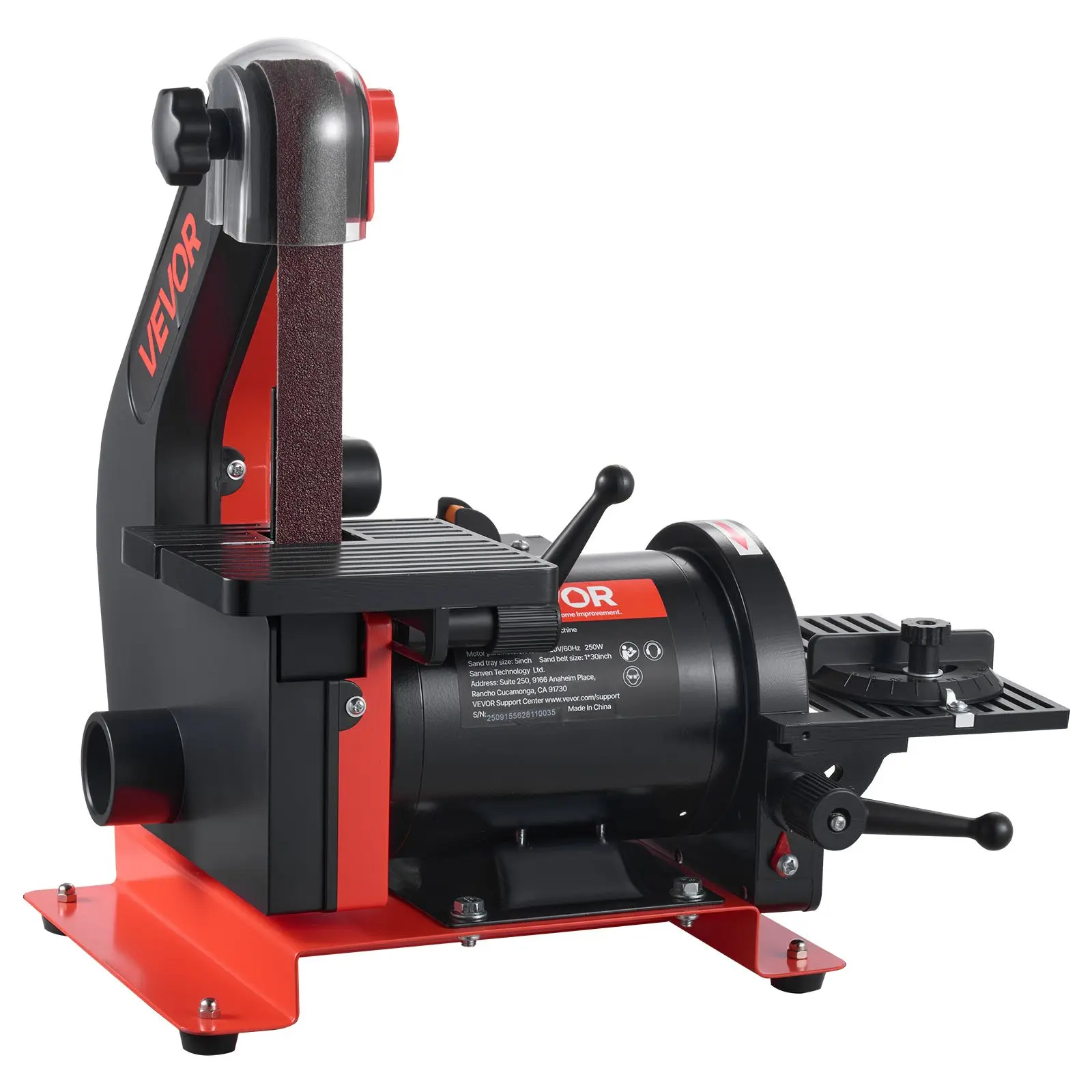 VEVOR 5-Inch Disc & 1x30-Inch Belt Sanders Combo, 250W Benchtop Sander for DIY Woodworking, Furniture Refinishing, with 0-45 Adjustable Worktable, Dust Collection Ports