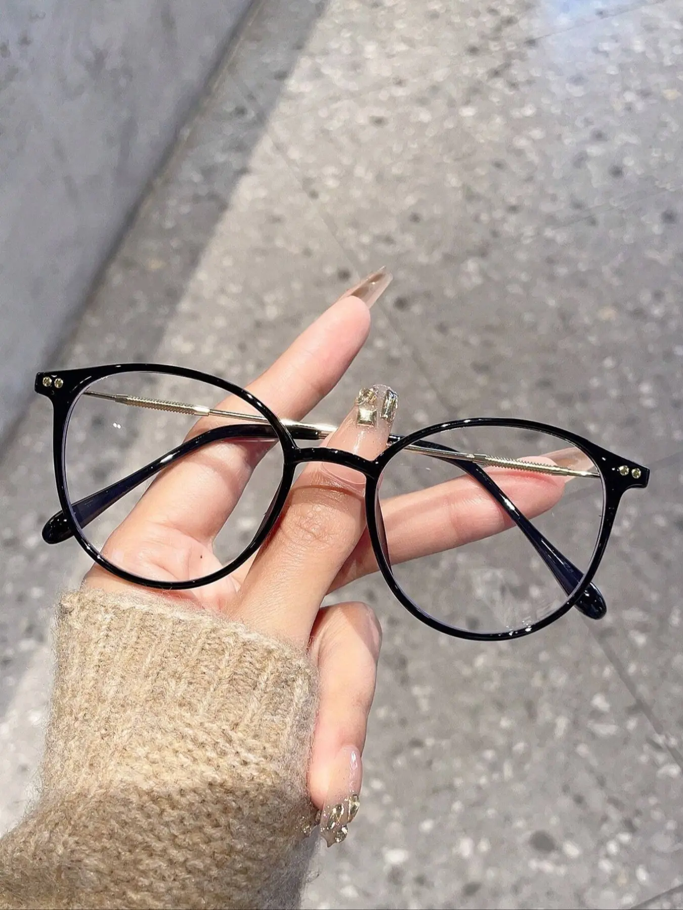 Women's Round Metal Frame Anti-Blue Light Glasses, Round Frame Eyeglasses, Cute Style Daily Wear Eyewear, Suitable for Commuting, All Seasons Use