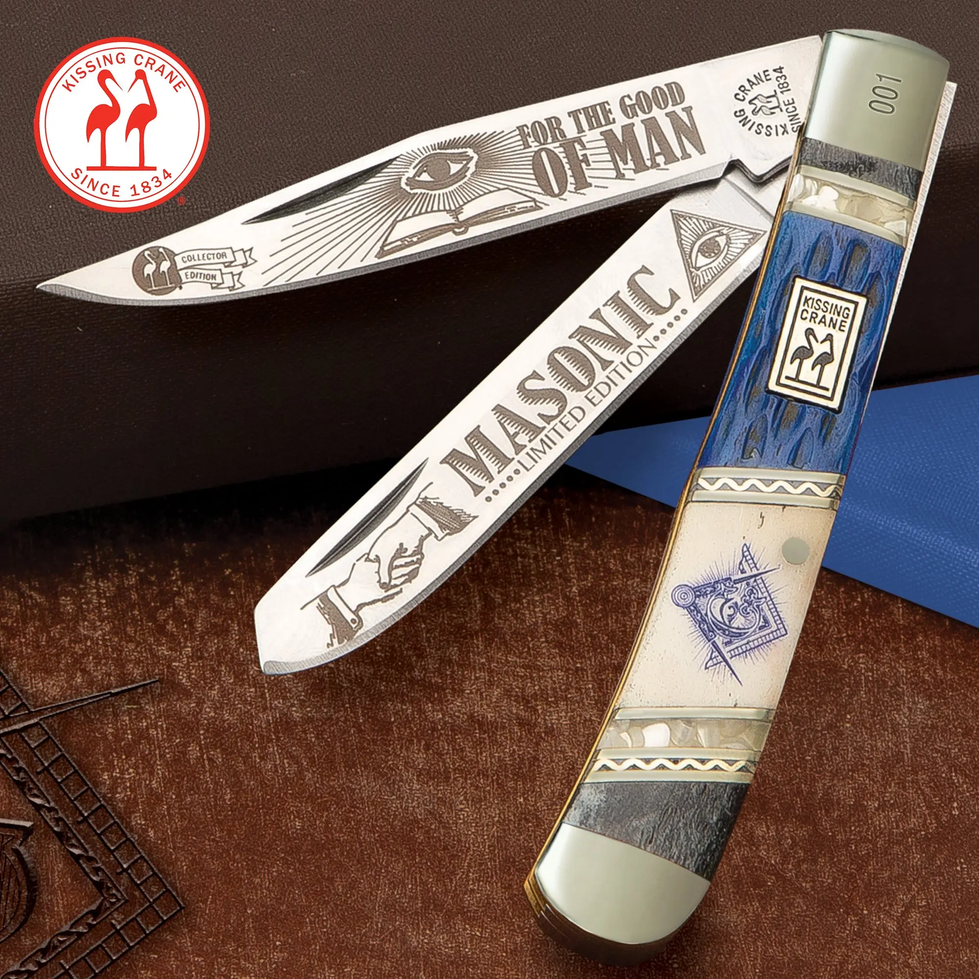 Kissing Crane Masonic Trapper Pocket Knife Kissing Crane Masonic Trapper Pocket Knife