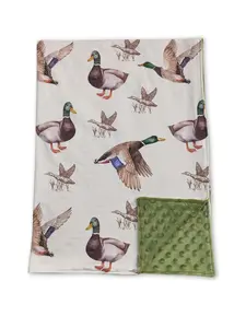 Olive Green Minky Duck Print kids Blanket Olive Green Minky Duck Print kids Blanket