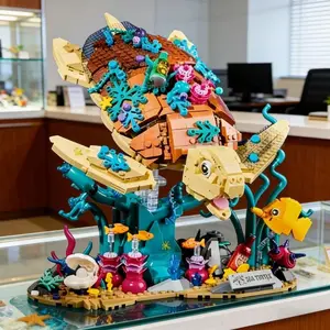 MOC Turtle Building Blocks 1271PCS Animal Series Plush Style Model Brick Set Desktop Home Decoration DIY Birthday Gift