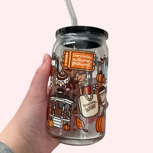 Gilmore Girls Autumn Festival 16oz Glass Tumbler with Glass Straw Classic Style & Iconic Quote Perfect Gift for Fans Portable Reusable